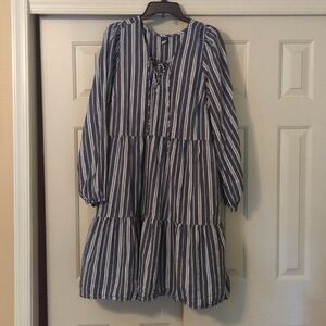 Pretty blue and white striped dress